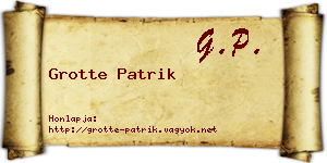 Grotte Patrik névjegykártya